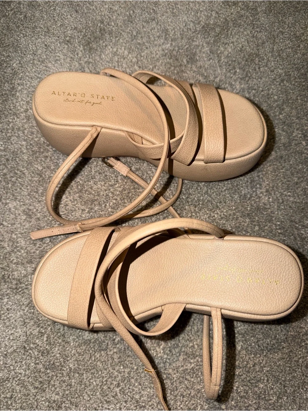 Women's Neutral Tan Platform Lace-Up Sandals